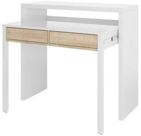 Scrivania Consolle Estraibile Salvaspazio 98x36x87 Cm Bianco E Rovere