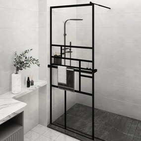 Parete Doccia Walk İn Mensola Nera 80x195cm Vetro Esg Alluminio /