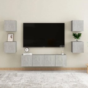 Armadietto a parete per tv grigio cemento 30,5x30x30 cm