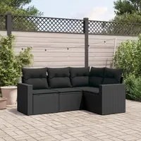 Set Divani da Giardino 4 pz con Cuscini Nero in Polyrattancod mxl 114181