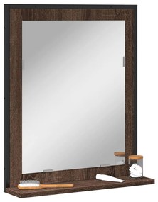 Specchio Bagno Con Ripiano Rovere Marrone 50x12x60 Multistrato /