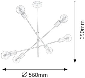 Rabalux 2104 - Lampadario a sospensione con supporto rigido LANNY 6xE27/15W/230V