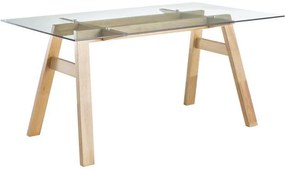 Tavolo da pranzo di design in vetro trasparente e legno L160 cm BACCO