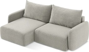 Divano angolare grigio chiaro allungabile/con contenitore (con penisola a sinistra) Kalena – Makamii