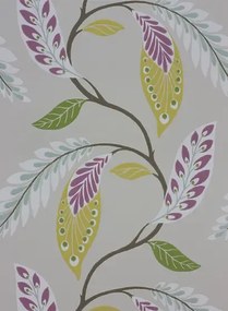 Nina Campbell Carta da parati Fontibre - Amethyst/ Green/ Yellow