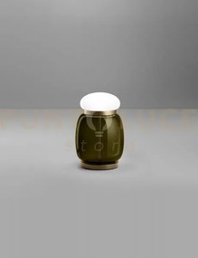 Faro lampada da tavolo s verde antico bianco montatura ottone verni...