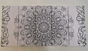 Quadri 5 pezzi – Mandala floreale astratta in bianco e nero