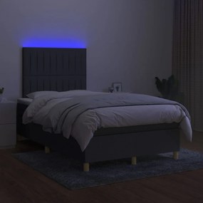 Letto a molle materasso e led grigio scuro 120x190cm in tessuto