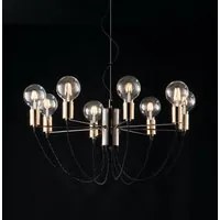 Lampadario A Sospensione Design Moderno Cromo Nero E Rifiniture Oro 8 Luci Flex