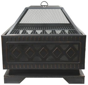 Griglia portatile a legna con griglia nera/patinata