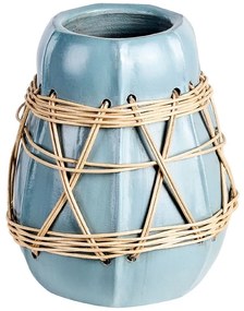 Terracotta Vaso decorativo 27 Blu Beige KAMERING Beliani