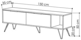 Mobile Porta Tv 150 Cm Con Piedini In Metallo Furoki Effetto Legno