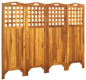 Divisorio A 4 Pannelli Grigio 161x2x120 Cm İn Massello Acacia /