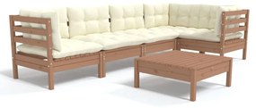 Set divani da giardino 6 pz con cuscini miele legno di pino