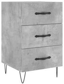 Comodino grigio cemento 40x40x66 cm in legno multistrato