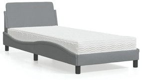 Letto con materasso grigio chiaro 90x200 cm in tessuto