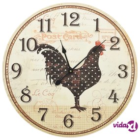 vidaXL Orologio da Parete Design Gallo Multicolore 60 cm in MDF