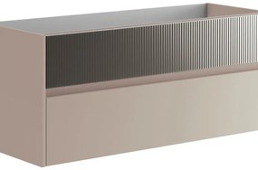 Mobile da bagno sotto lavabo Niwa sabbia frontale in vetro grigio laccato opaco L 119.5 x H 50 x P 45.5 cm 2 cassetti, lavabo non incluso