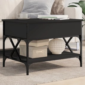 Tavolino Da Salotto Nero 70x50x50cm Legno Multistrato Metallo /