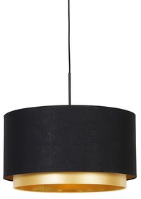 Lampada a sospensione moderna nera con oro 47 cm doppio paralume - Combi