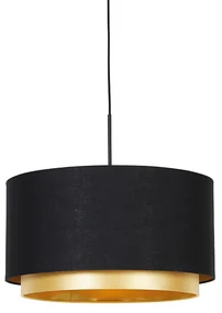 Lampada a sospensione moderna nera con oro 47 cm doppio paralume - Combi