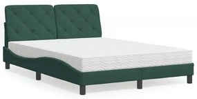 Letto Con Materasso Verde Scuro 120x200 Cm İn Velluto /