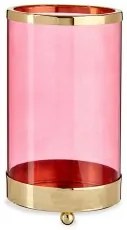Portacandele Rosa Dorato Cilindro 9,7 x 16,5 x 9,7 cm Metallo Vetro