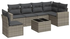 Set Divani da Giardino 7 pz con Cuscini Grigio in Polyrattan