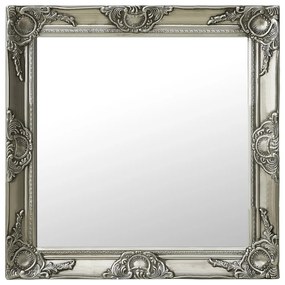 Specchio Da Parete Stile Barocco 60x60 Cm Argento /