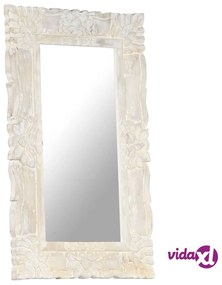 vidaXL Specchio Bianco 80x50 cm in Legno Massello di Mango