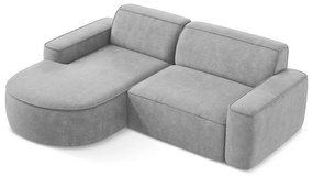 Divano angolare grigio chiaro (con penisola a sinistra/con chaise lounge) con rivestimento in ciniglia Omao – Makamii