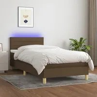 Letto a Molle Materasso e LED Marrone Scuro 100x200 cm Tessutocod mxl 74836