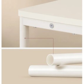 Tavolino laterale con presa elettrica integrata e porte USB ROD bianco/crema