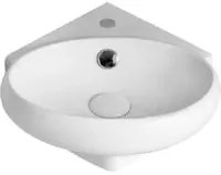 Lavabo ceramica bianca con installazione sospesa ad angolo 38x36 H.13 cm