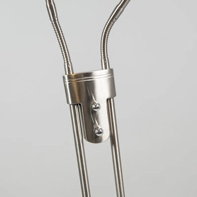 Lampada da terra moderna in acciaio con luce di lettura inclusa LED - Eva