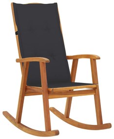 Sedia A Dondolo Con Cuscini İn Legno Massello Di Acacia /