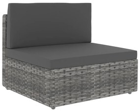 Set divani da giardino 7 pz in polyrattan grigio