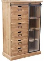 Cassettiera con anta scorrevole in Legno,Metallo cm 82x39,5x123 - BRENNAN