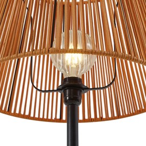 Lampada da terra per esterni nera con paralume in corda arancione IP44 - Virginia Jayla