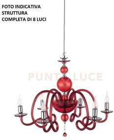 Lampadario vivaldi 8 luci rubino cromo attacco e14 d.88cm