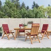 Sedie da Giardino Reclinabili con Cuscini 4 pz in Legno di Teak 3196472