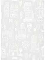 Majvillan Carta da parati Small Town - Soft Grey/ Cream White