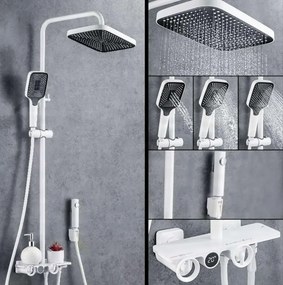 Sistema doccia esterno ELT1104 termostatico digitale a 4 uscite, grigio canna di fucile — Bianco