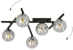 Lampadario da Soffitto in Acciaio e Vetro SMART 5 Nero 5xE14 Colore delle Sfere Grafite