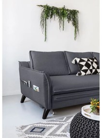 Divano letto angolare antracite, angolo destro Charming Charlie - Miuform