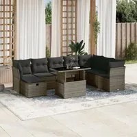 Set Divano da Giardino 9 pz con Cuscini Grigio in Polyrattan 3274710