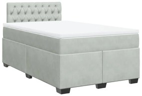 Giroletto a molle con materasso grigio chiaro 120x200cm velluto
