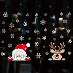 Stickers adesivo di Natale per finestre con Babbo Natale e Renna Wisdom