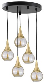 Lampadario a sospensione con filo LACRIMA HONEY 5xE27/60W/230V diametro 45 cm