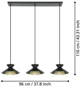 Eglo 43886 - Lampadario a sospensione con filo GRIZEDALE 3xE27/40W/230V